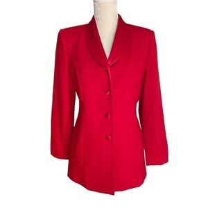 𝅺Amanda Smith 100% Pure Wool Satin Collar Buttons Blazer Coat Women’s Size 8P
